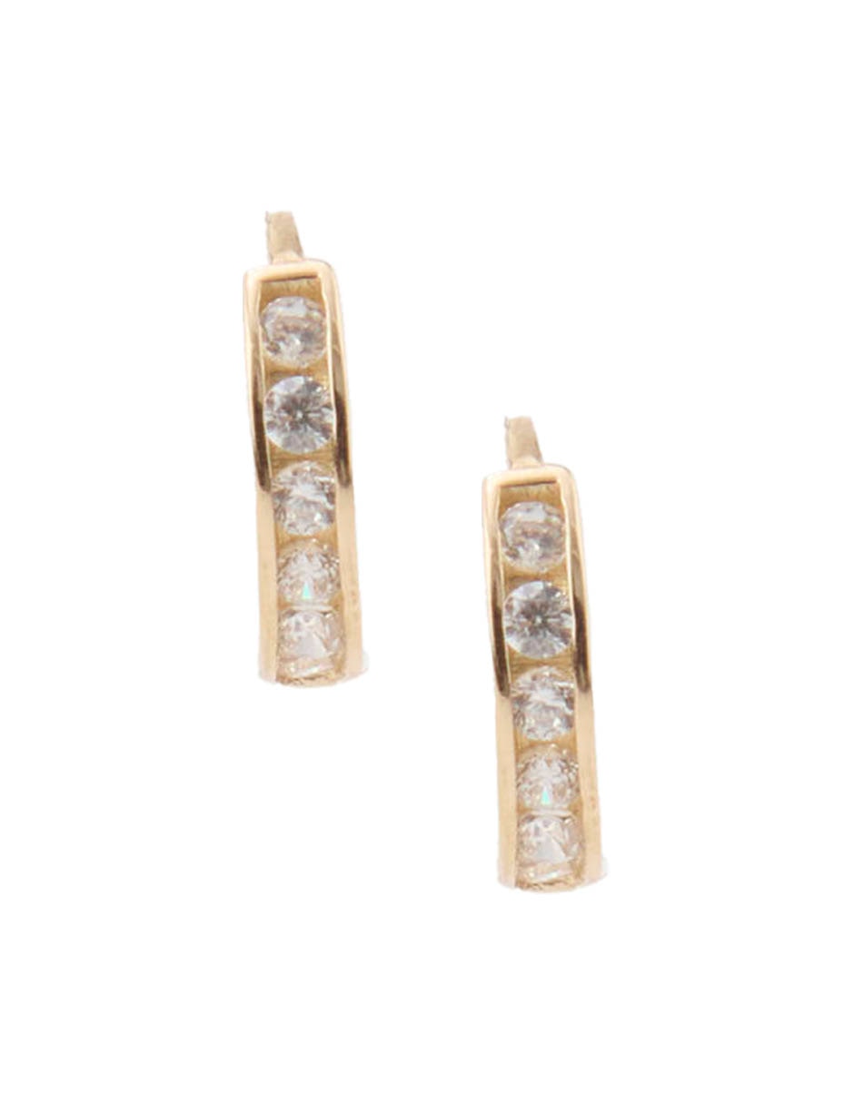 Huggies de oro amarillo 14 K con acabado pavé zirconia 3