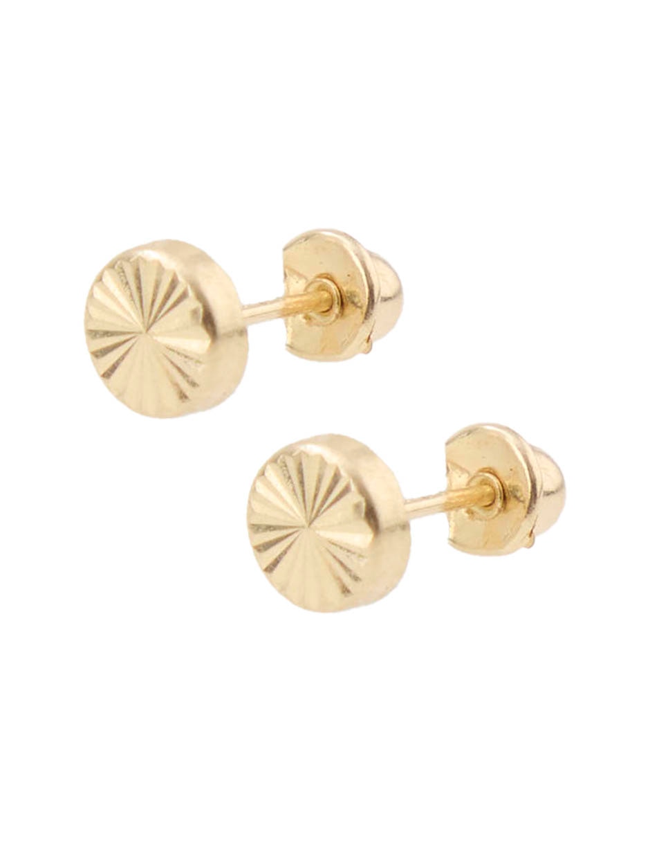 Broqueles Circulares De Oro Amarillo 14 K Con Acabado Brillante 2
