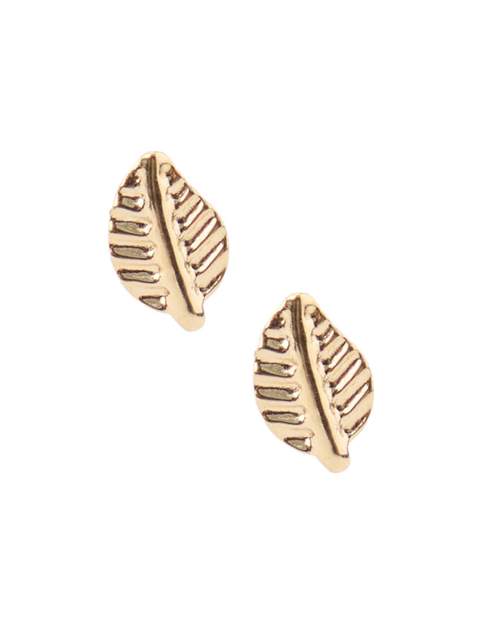 Broqueles De Hoja De Oro Amarillo 14 K Con Acabado Brillante
