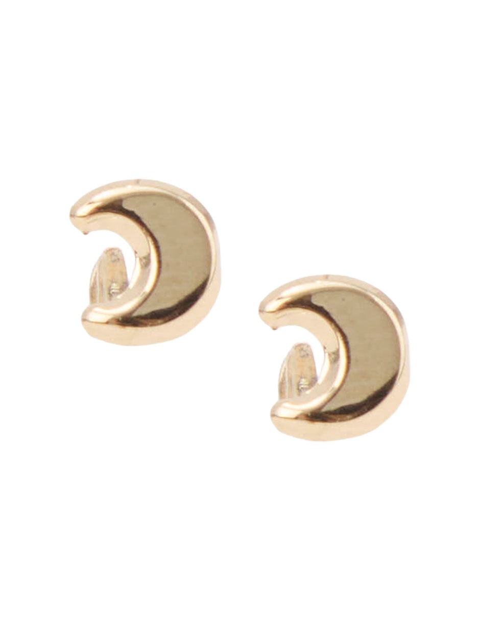 Broqueles De Media Luna De Oro Amarillo 14 K Con Acabado Pulido 2