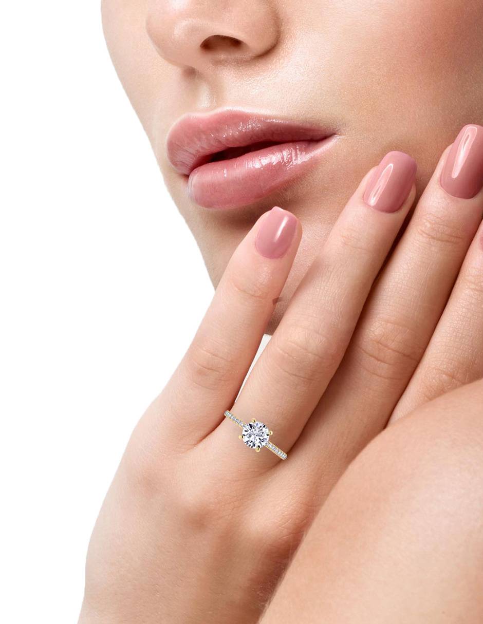 Solitario de oro amarillo 14 K 2