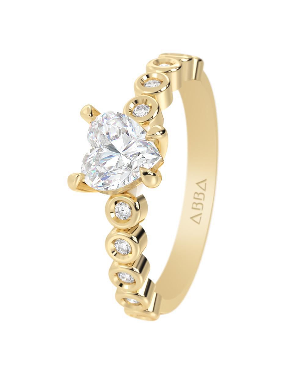 Anillo de compromiso de oro 14 K zirconia 6