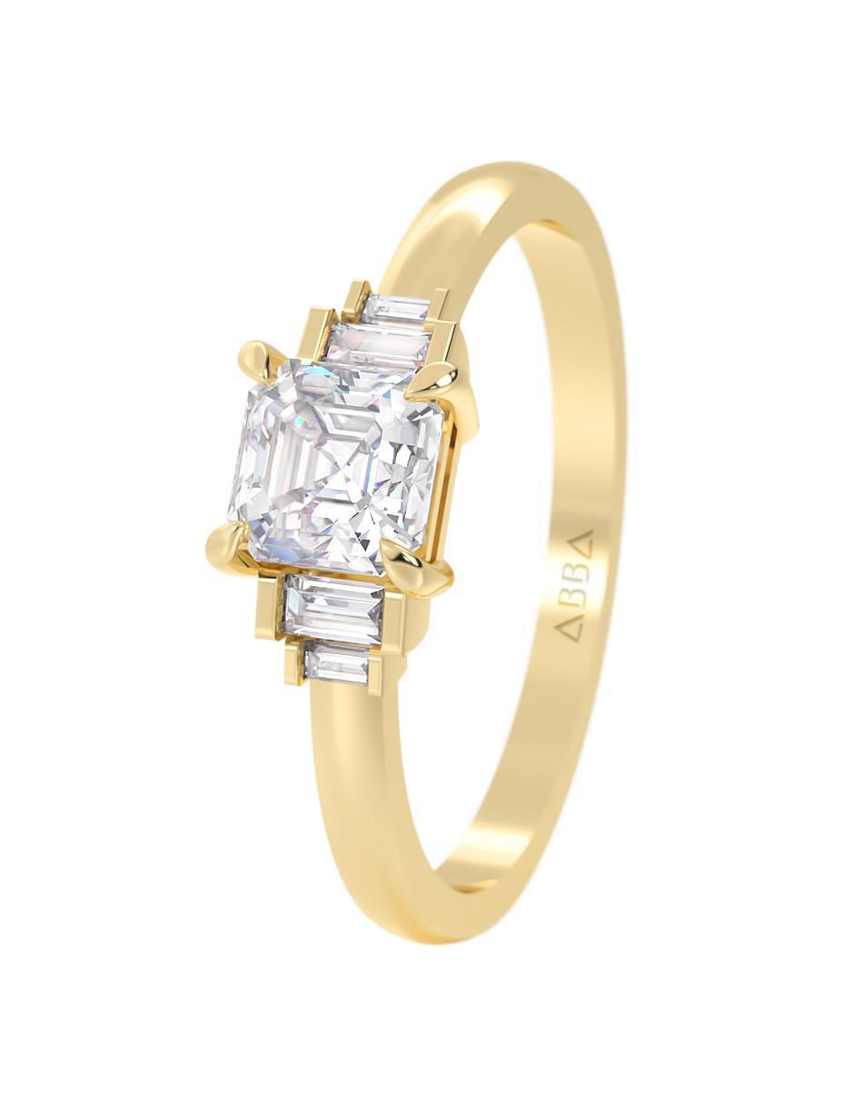 Anillo de compromiso de oro 14 K zirconia 5