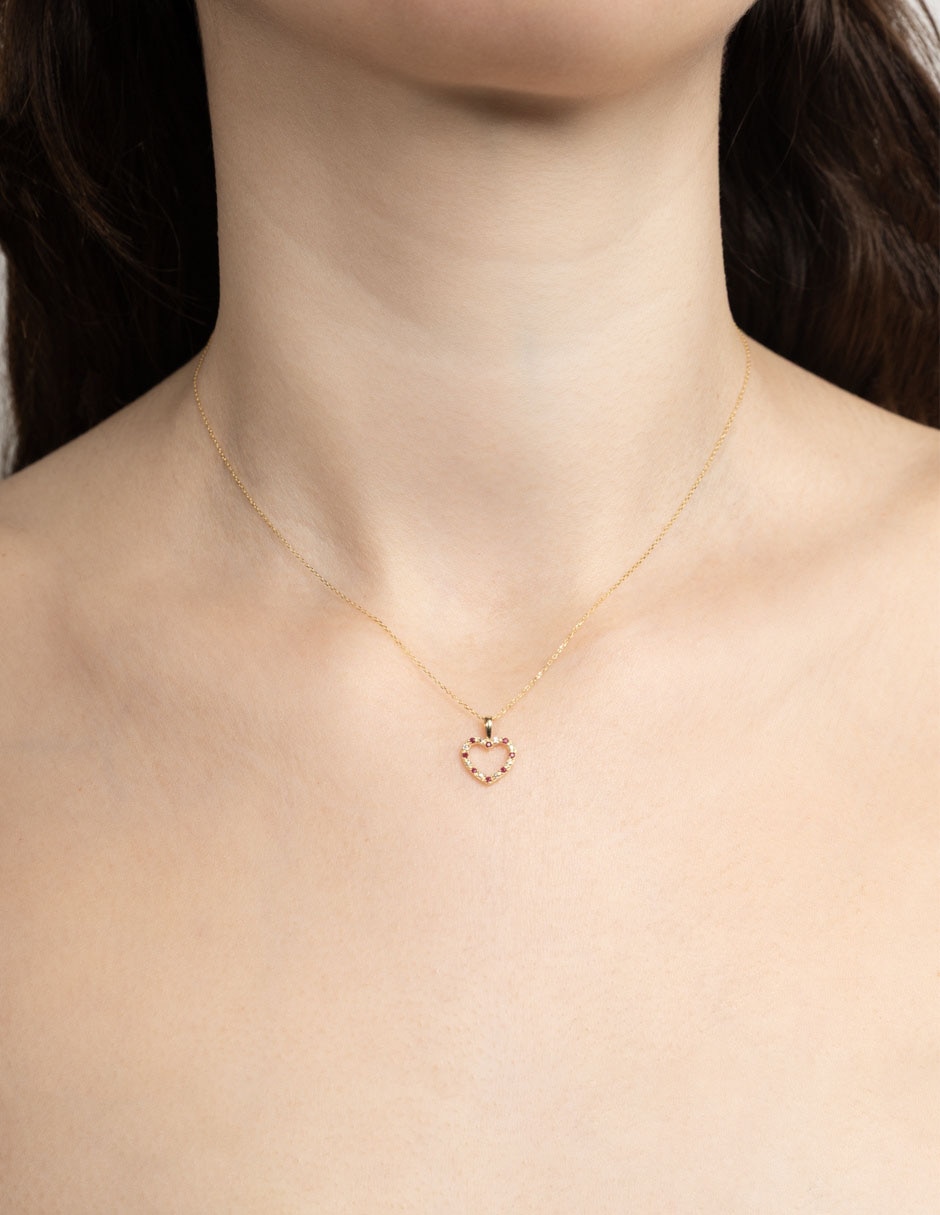 Collar de corazón de oro 14k 3