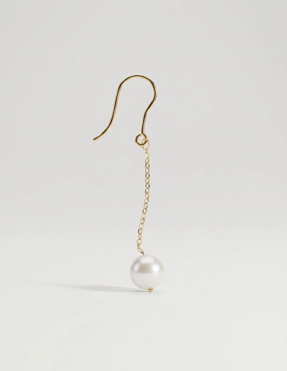 Aretes largos de oro amarillo 14 K con acabado brillante 1