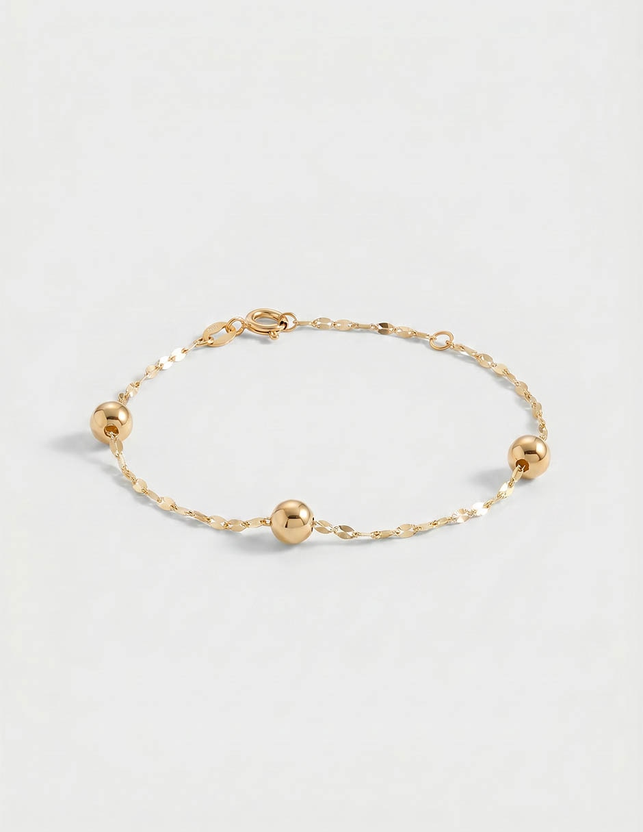 Pulsera de oro amarillo 14 K con acabado brillante