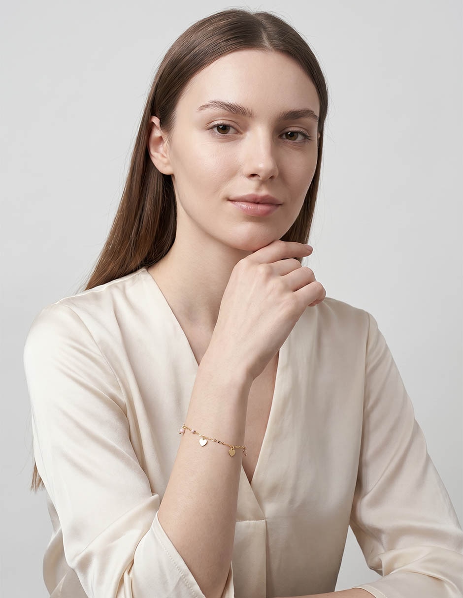 Pulsera de oro amarillo 14 K con acabado brillante