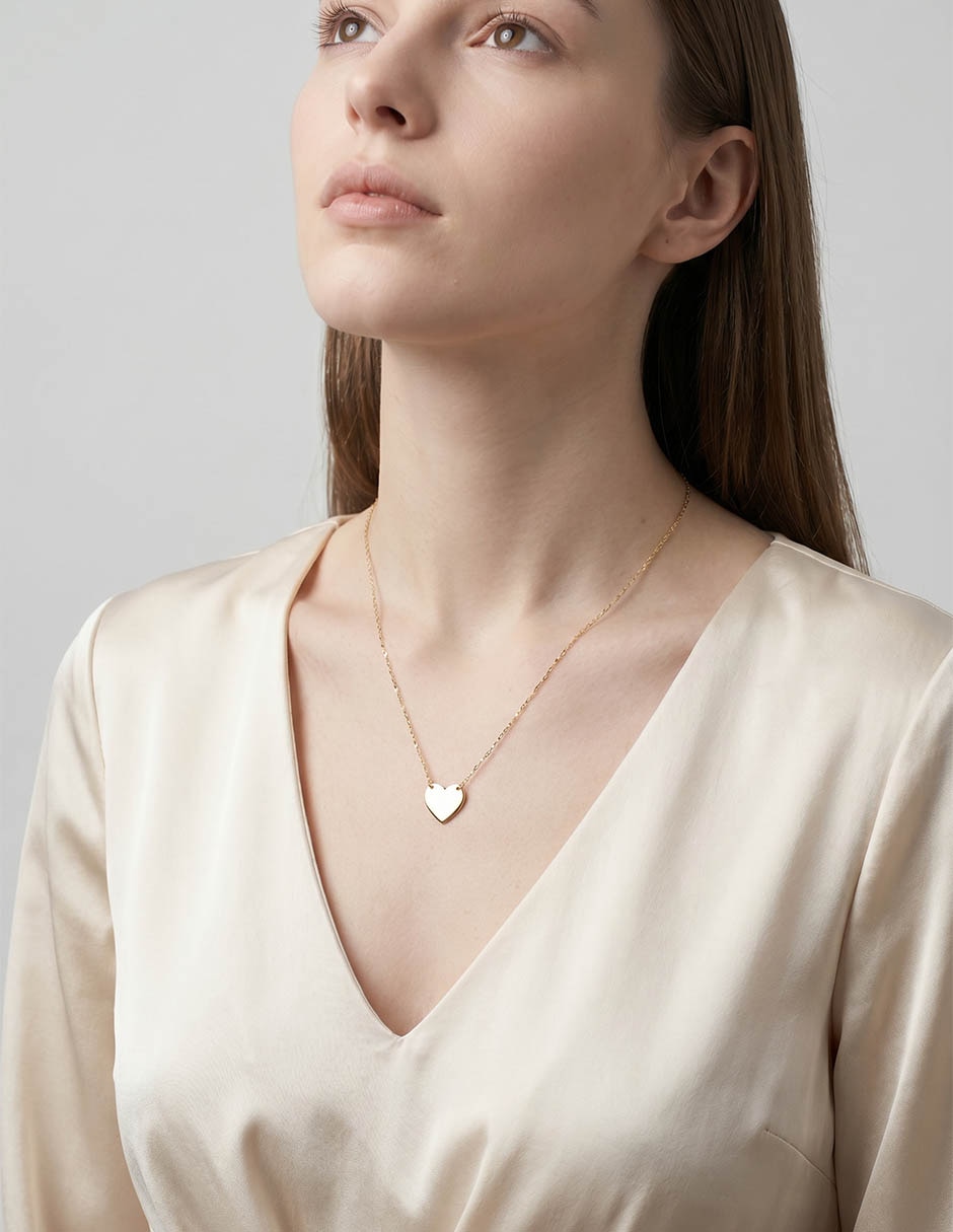Collar de corazón de oro amarillo 14 K 3