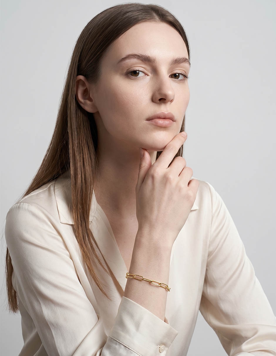 Pulsera Lusso de oro amarillo 14 K con acabado brillante
