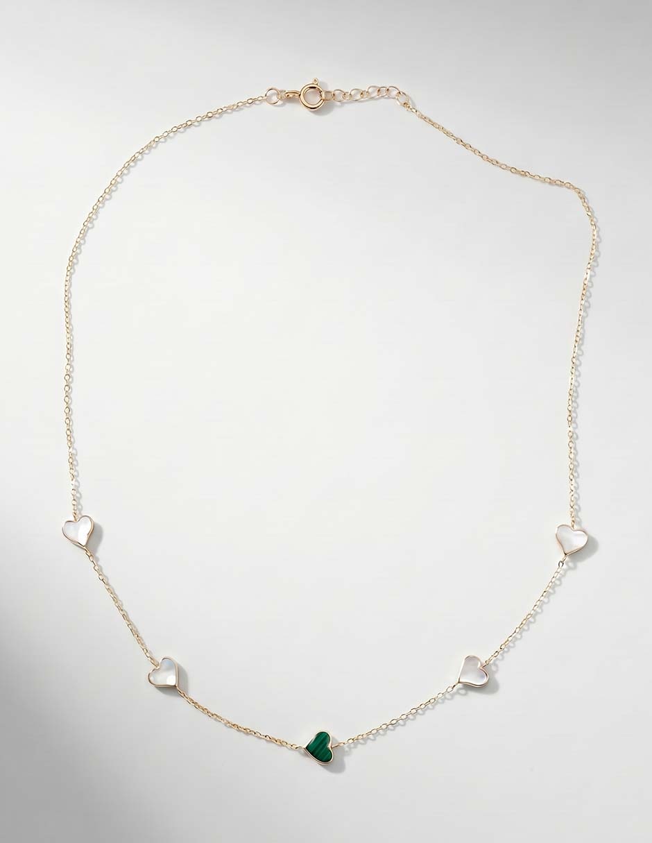 Collar de corazón de oro amarillo 14 K