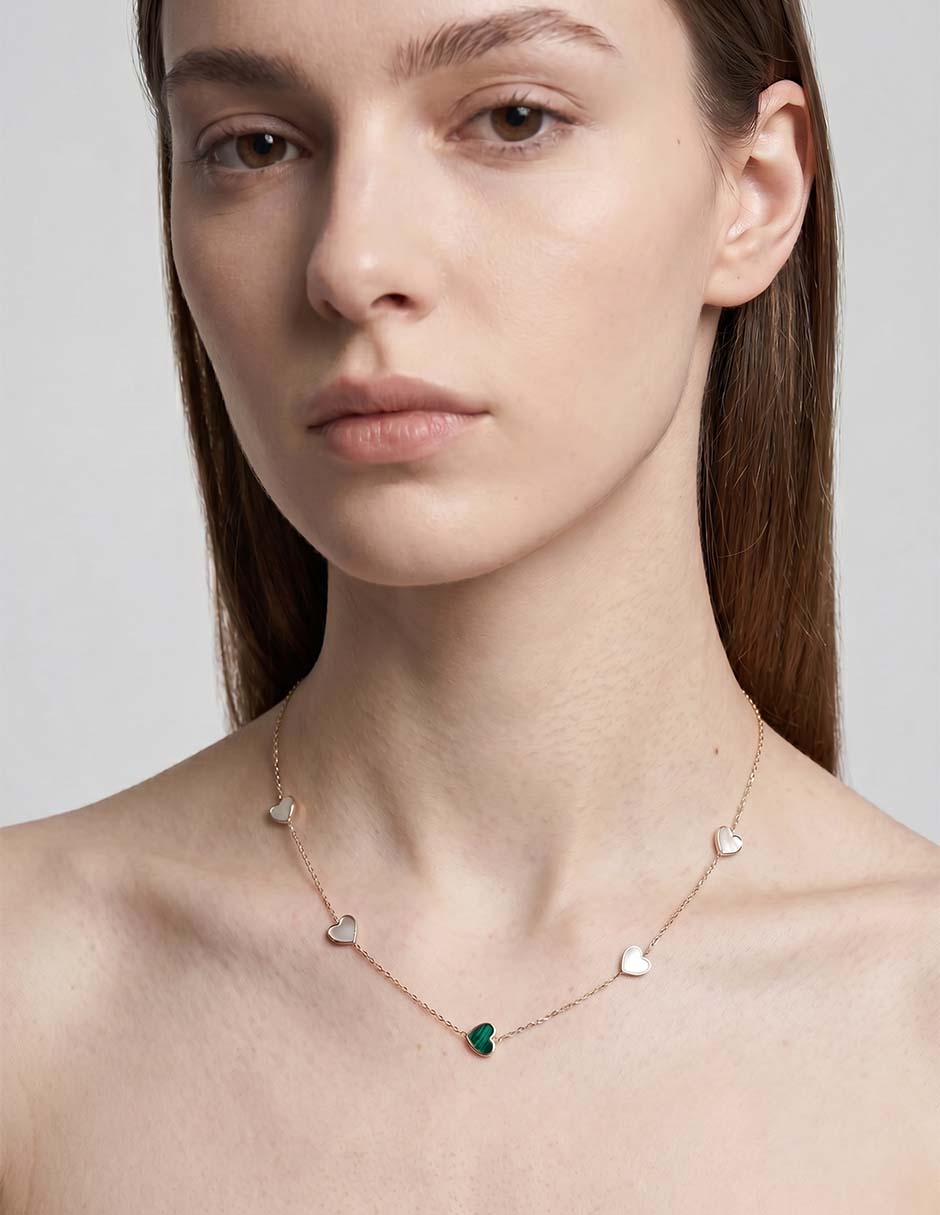 Collar de corazón de oro amarillo 14 K 3