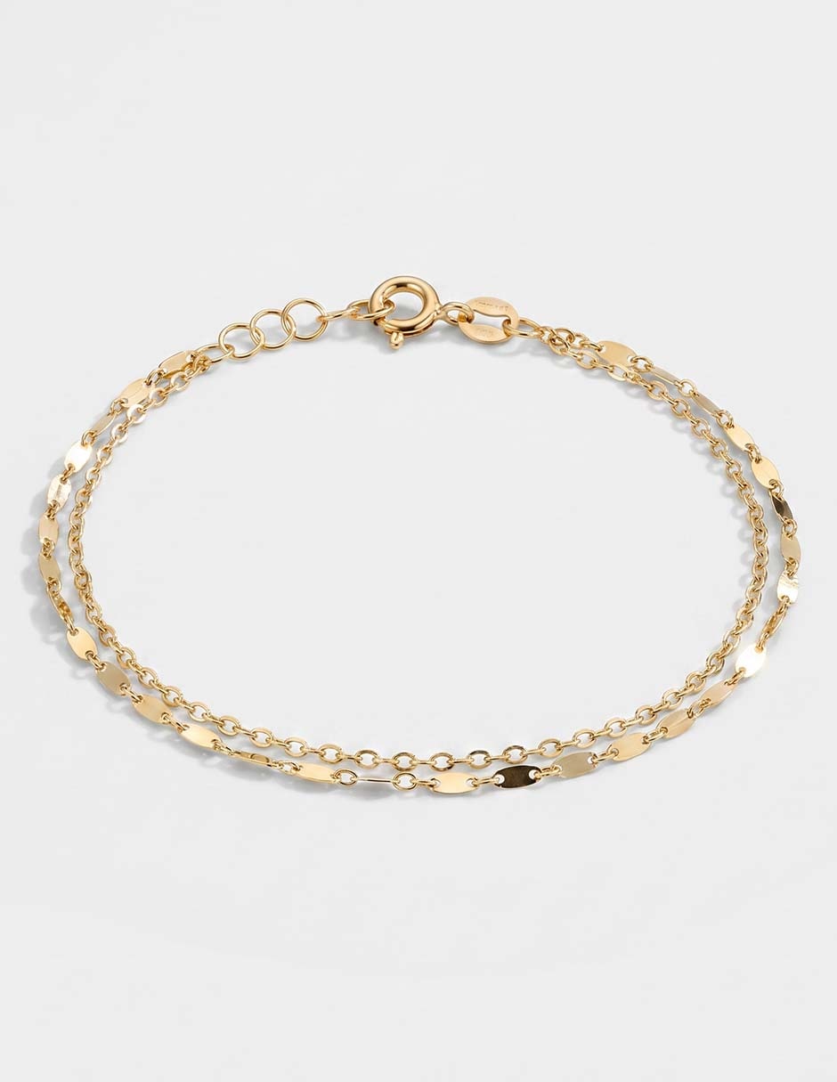 Pulsera de oro amarillo 14 k con acabado brillante Pulsera de oro amarillo 14 k con acabado brillante