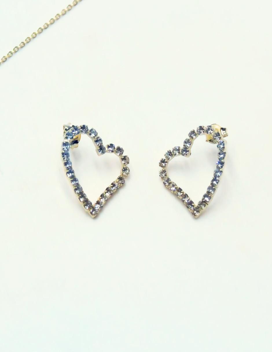 Aretes y collar de corazón Mada de Oro laminado 18 K