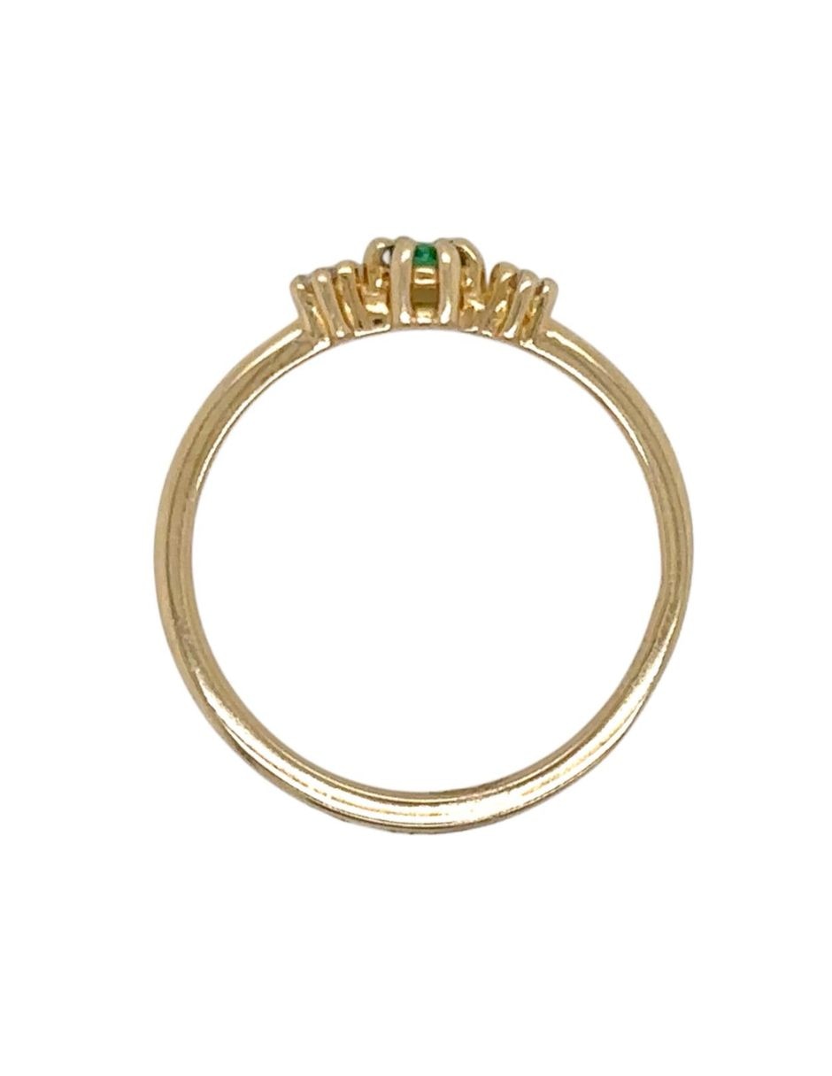 Anillo con gema redondo idc spring 14 k de oro amarillo esmeralda y diamante brillante