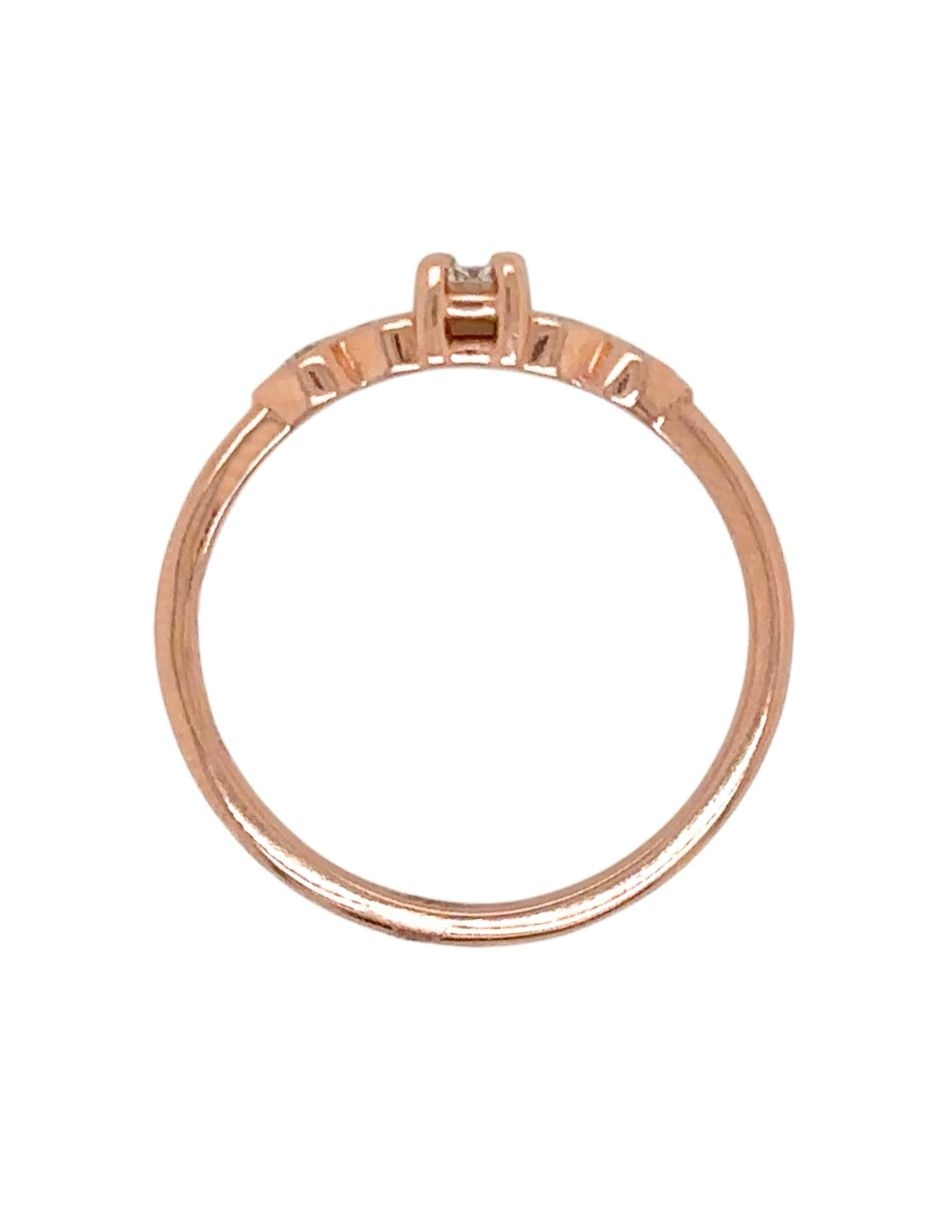 Anillo con gema redondo idc spring 14 k de oro rosa diamante brillante