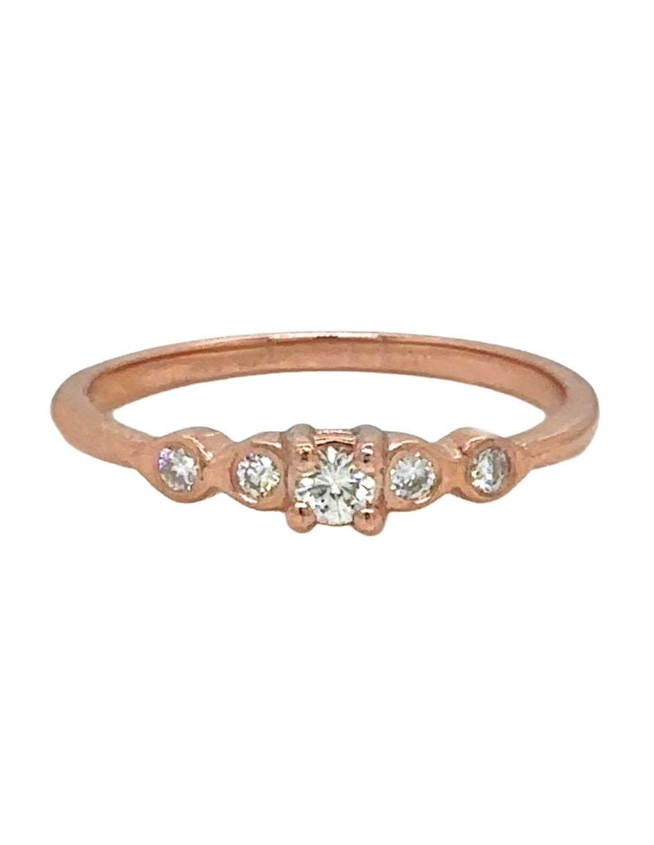 Anillo con gema de redondo spring 2026 14 k de oro rosa diamante brillante