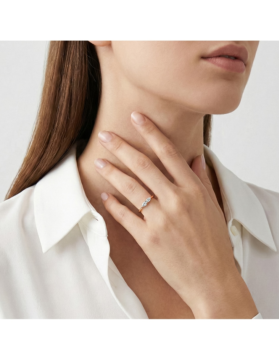 Anillo 10 k de oro zirconia brillante 6