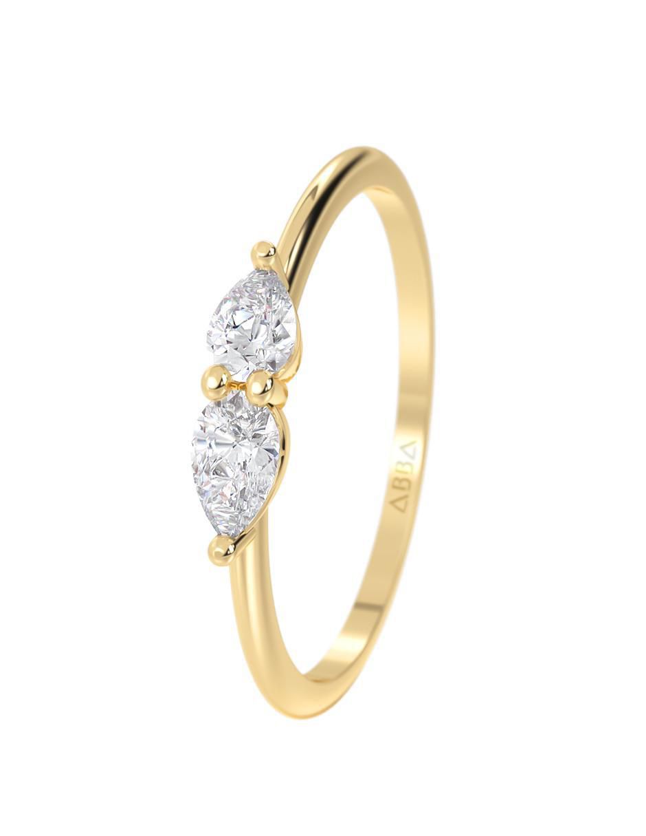 Anillo abba joyas 10 k de oro zirconia brillante