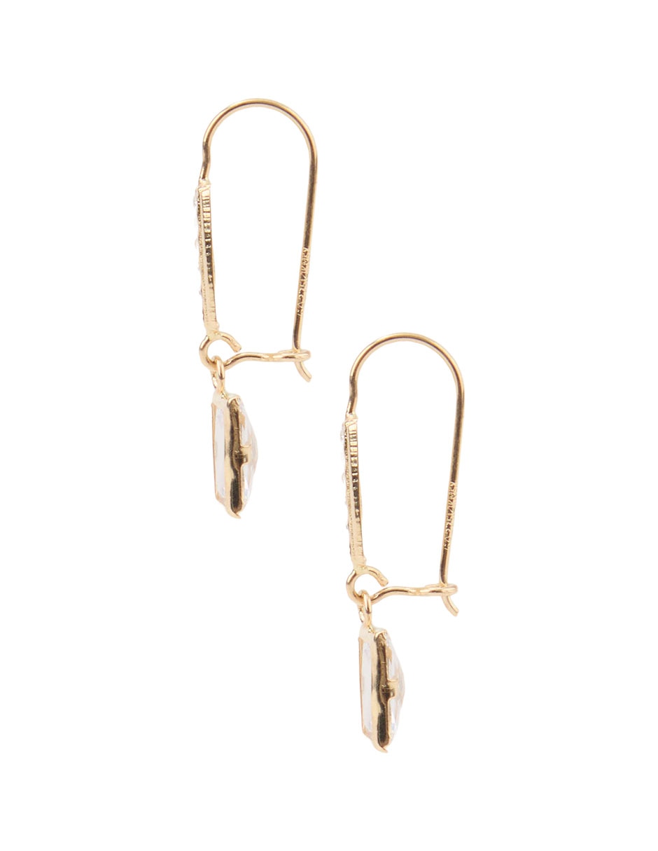 Aretes Cortos Rectangulares De Oro Amarillo 14 K Con Acabado Brillante 3