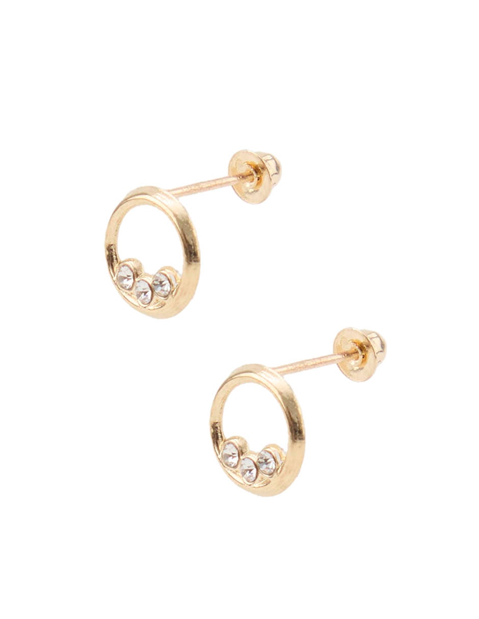 Broqueles De Oro Amarillo 14 K Con Acabado Brillante Zirconia 2