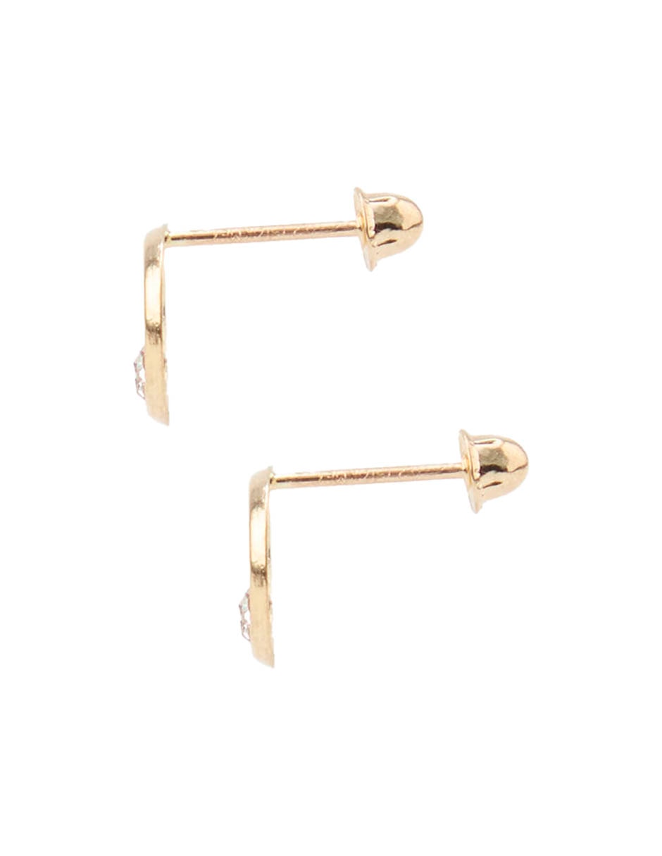Broqueles De Oro Amarillo 14 K Con Acabado Brillante Zirconia 3