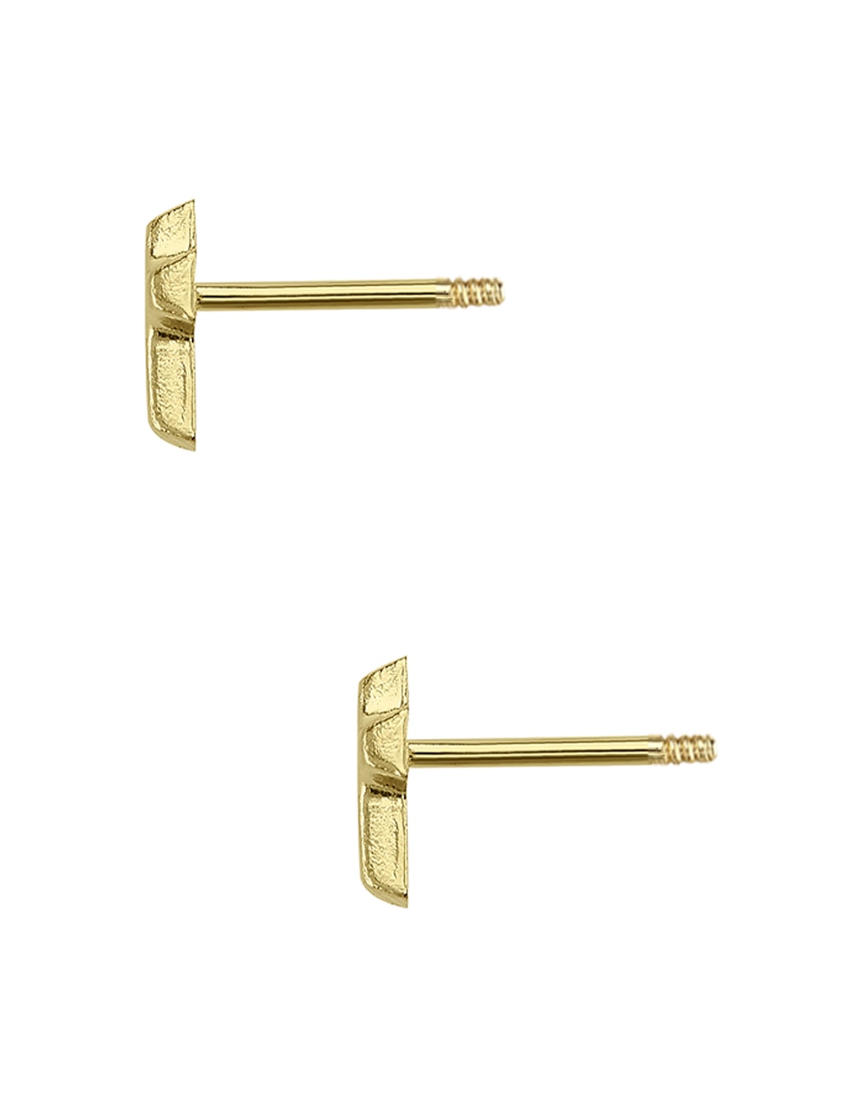 Broqueles de cruz Sabelli de oro amarillo 14 k con acabado pulido