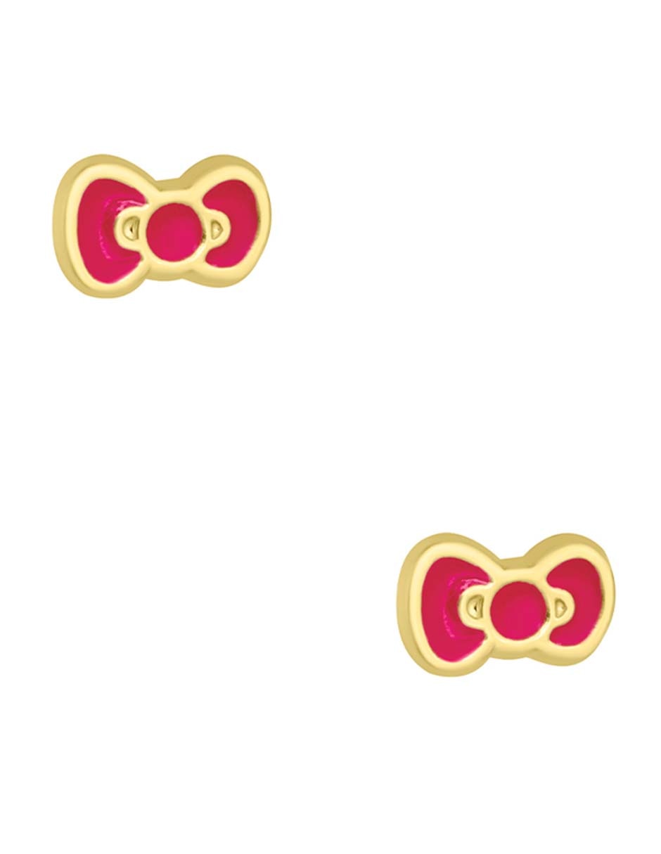 Broqueles de moño Hello Kitty Sabelli de oro amarillo 14 k con acabado esmaltado