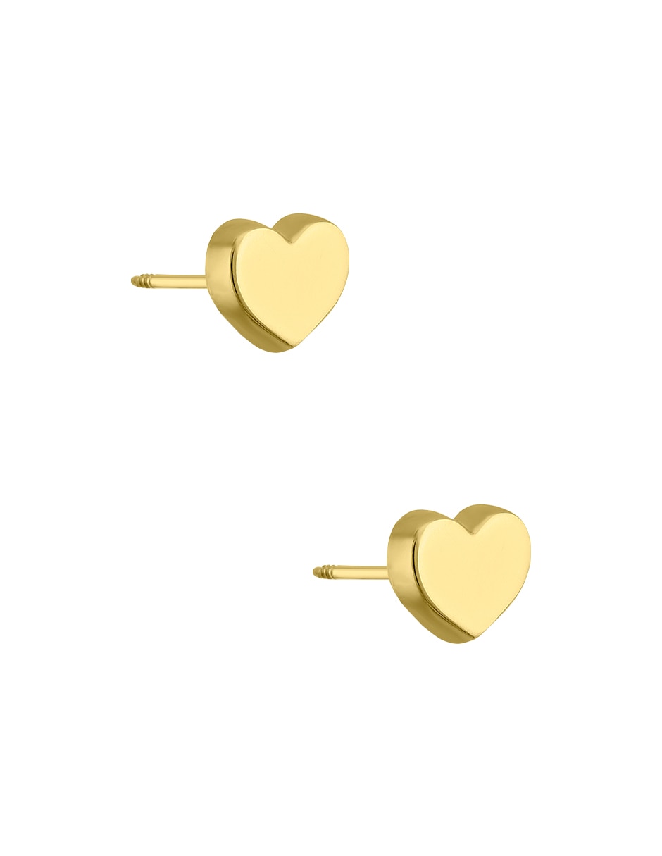 Broqueles de corazón de oro amarillo 14 k con acabado pulido 5