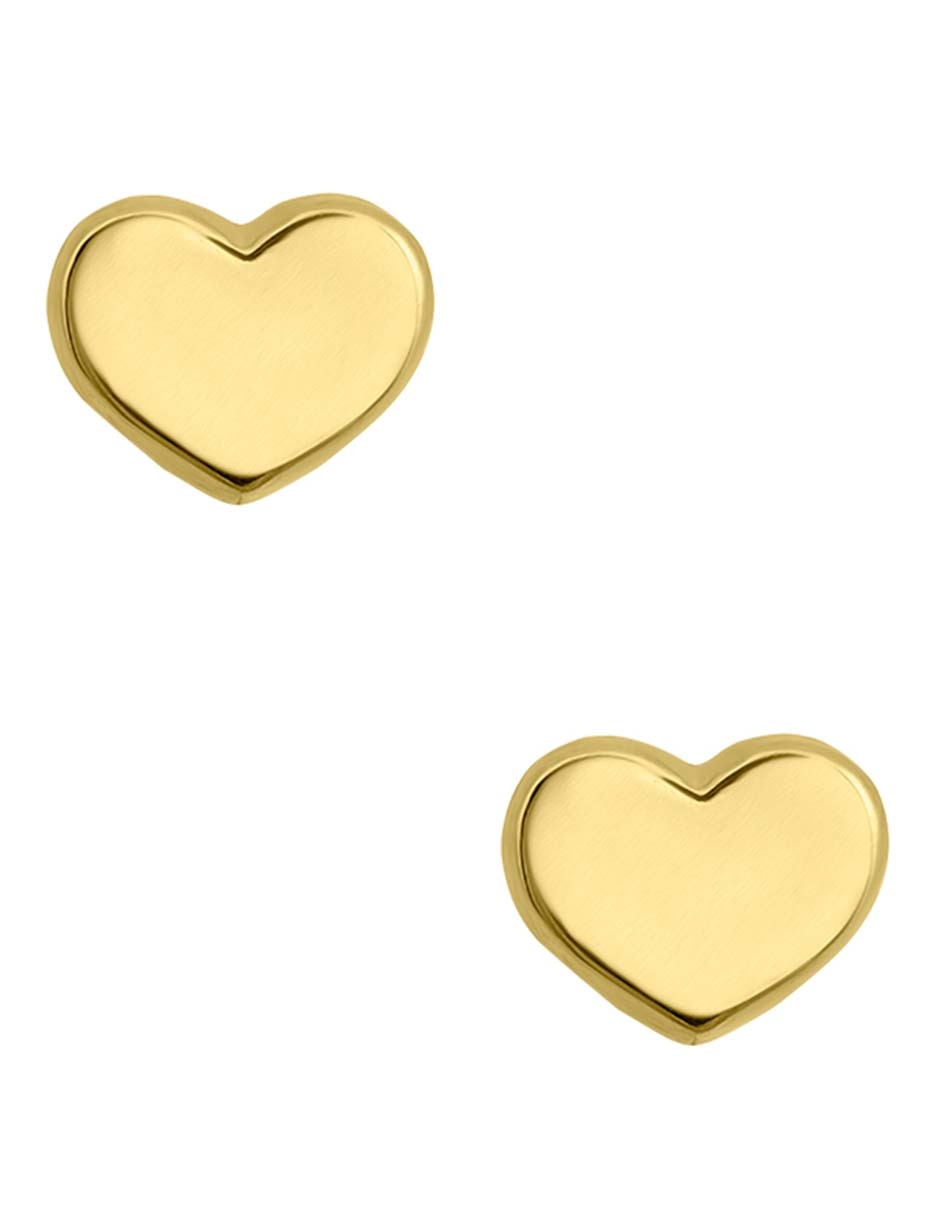 Broqueles de corazón de oro amarillo 14 k con acabado pulido 1