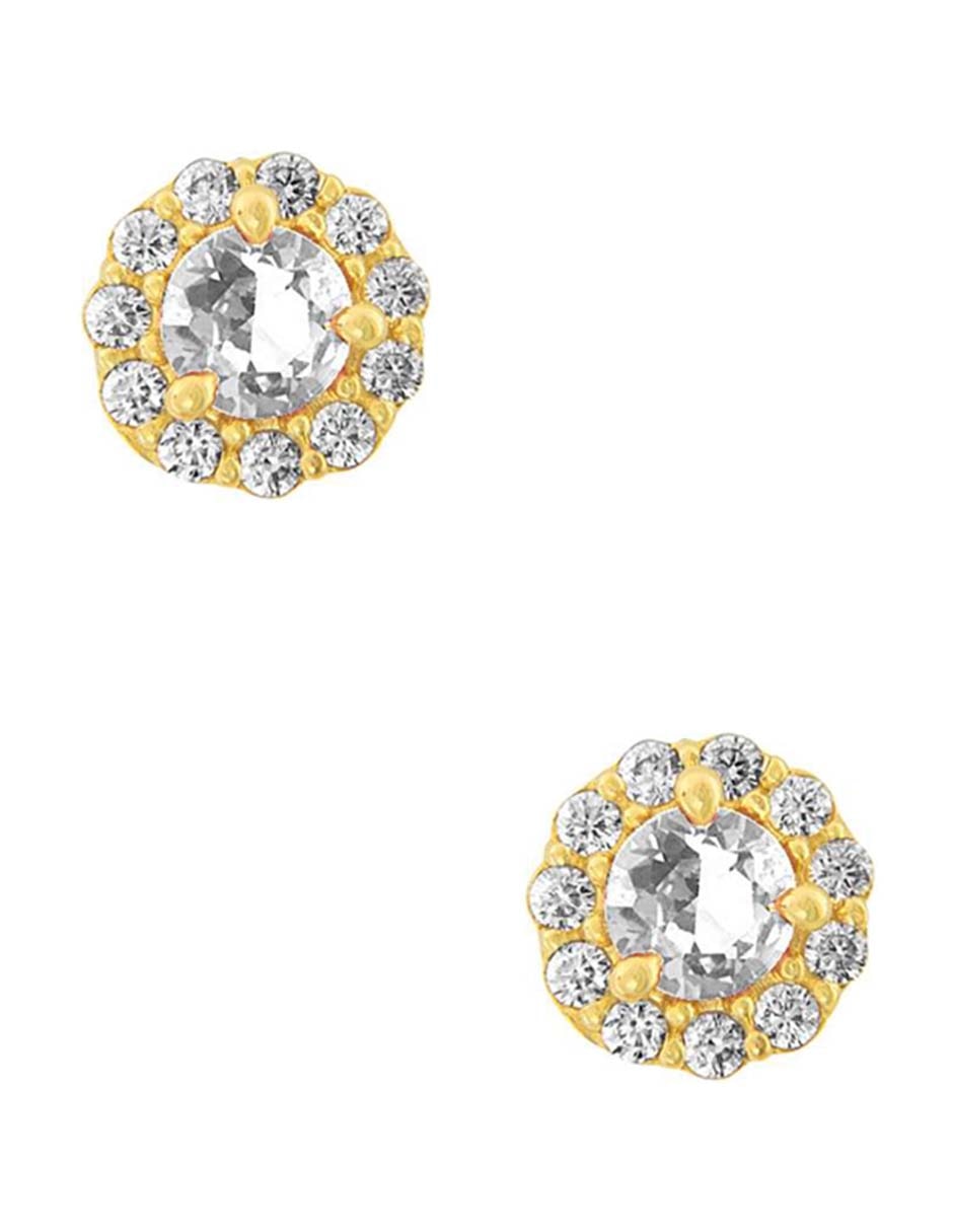 Broqueles Sabelli de oro amarillo 14 k con acabado pulido zirconia