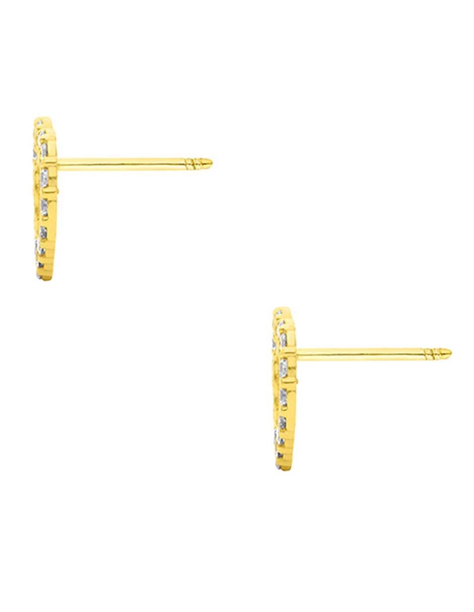 Broqueles de corazón Sabelli de oro amarillo 14 k con acabado pulido zirconia