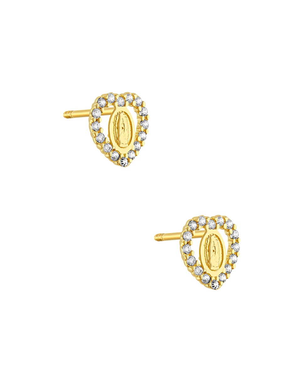 Broqueles de corazón Sabelli de oro amarillo 14 k con acabado pulido zirconia
