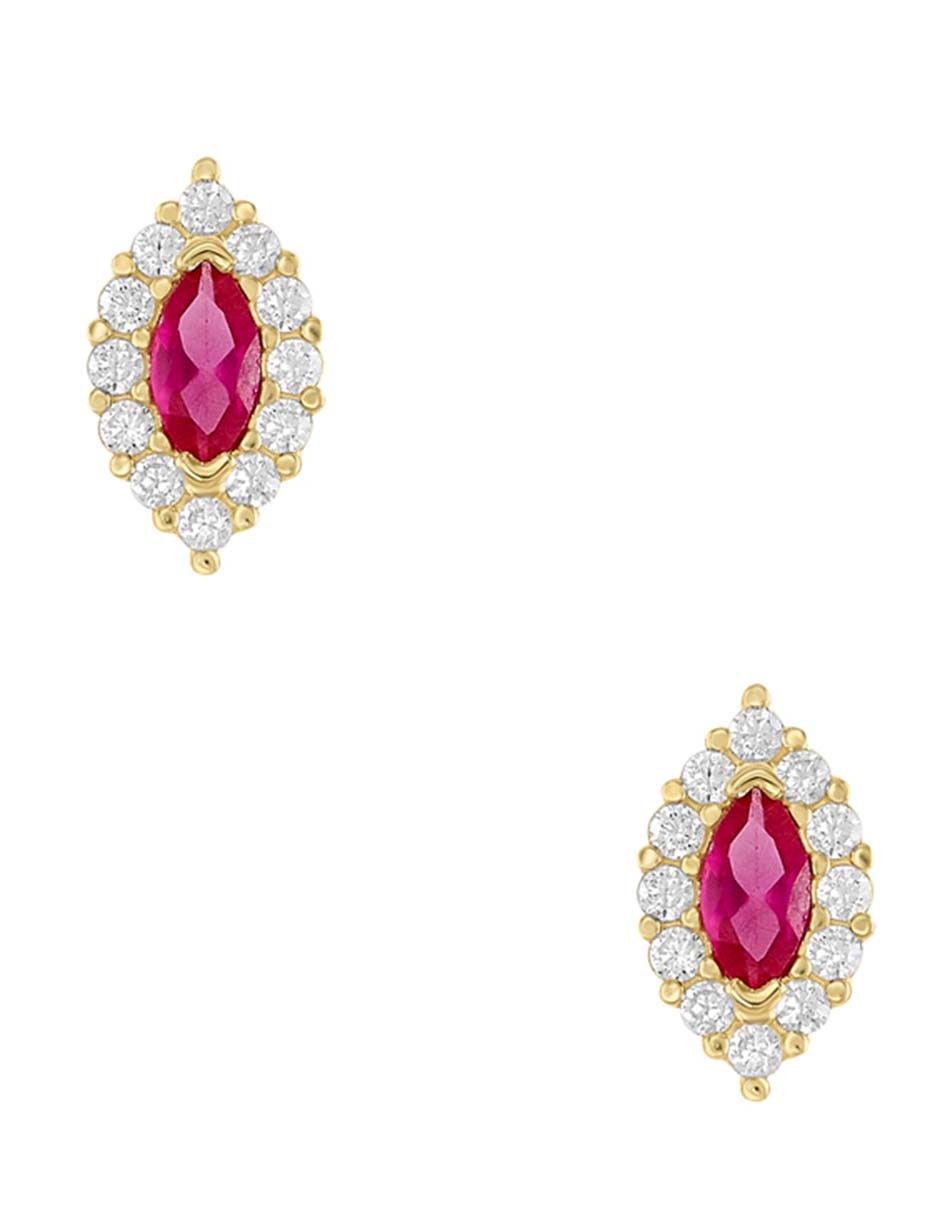 Broqueles Sabelli de oro amarillo 14 k con acabado pulido zirconia