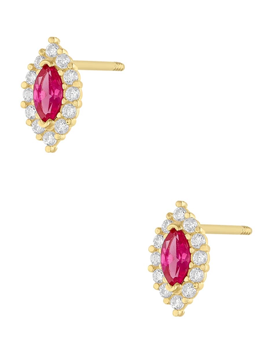 Broqueles Sabelli de oro amarillo 14 k con acabado pulido zirconia