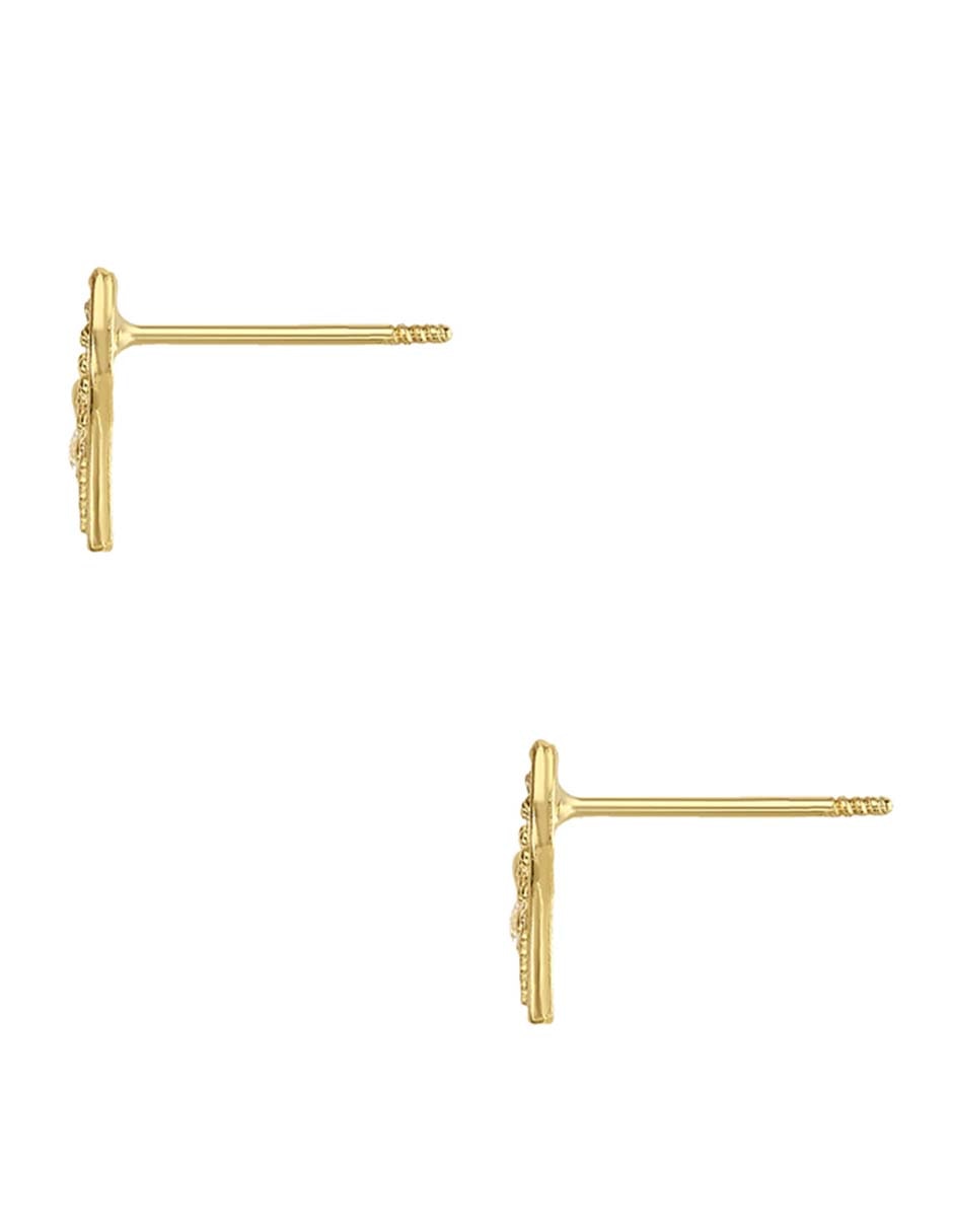 Broqueles de zapato Disney Princess Sabelli de oro amarillo 14 k con acabado pulido zirconia
