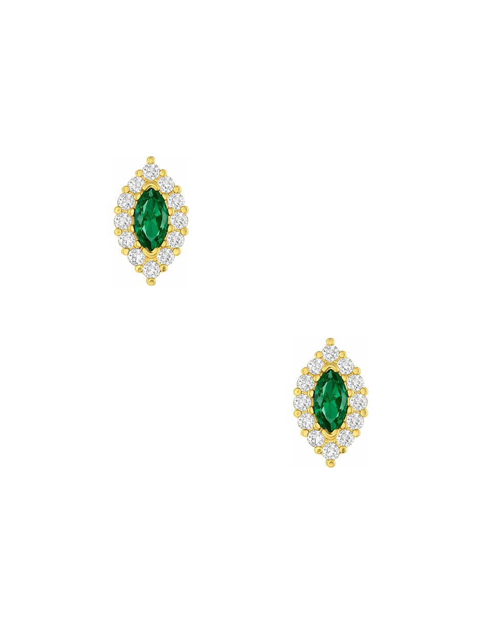 Broqueles de oro amarillo 14 k con acabado pulido zirconia 1