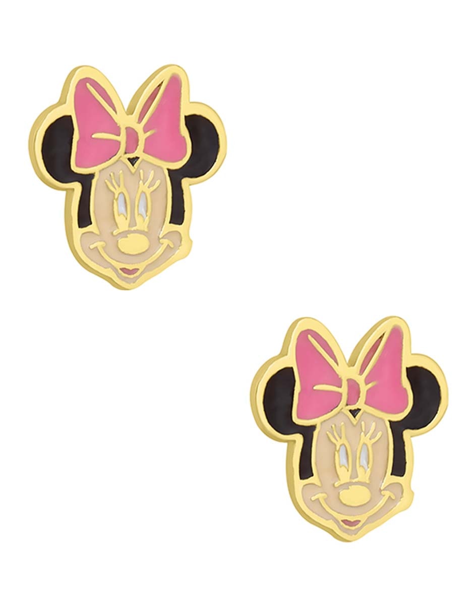 Broqueles Minnie Sabelli de oro amarillo 14 k con acabado esmaltado