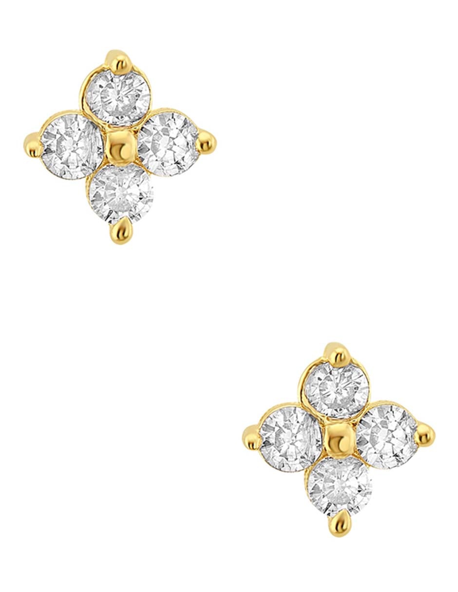 Broqueles Sabelli de oro amarillo 14 k con acabado pulido zirconia