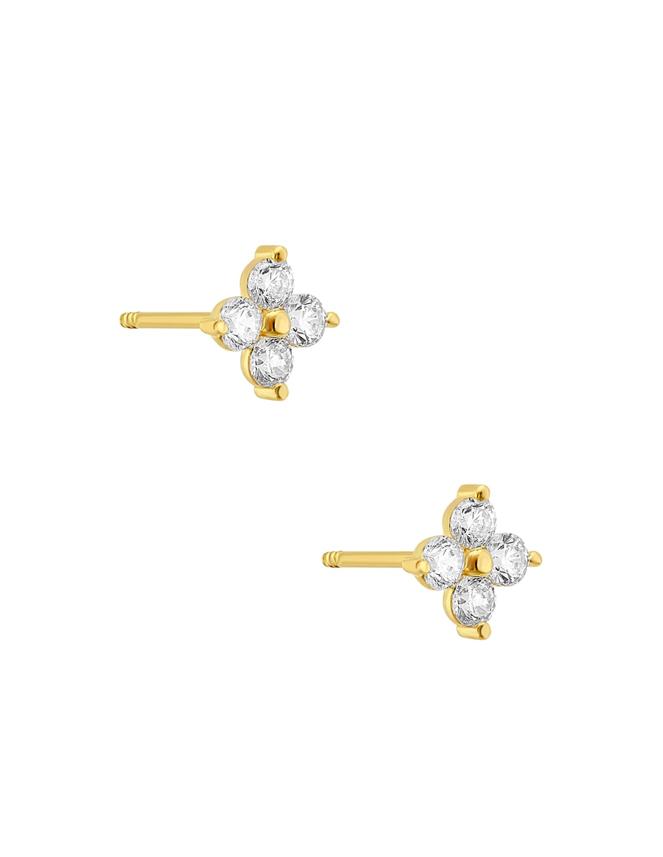 Broqueles Sabelli de oro amarillo 14 k con acabado pulido zirconia