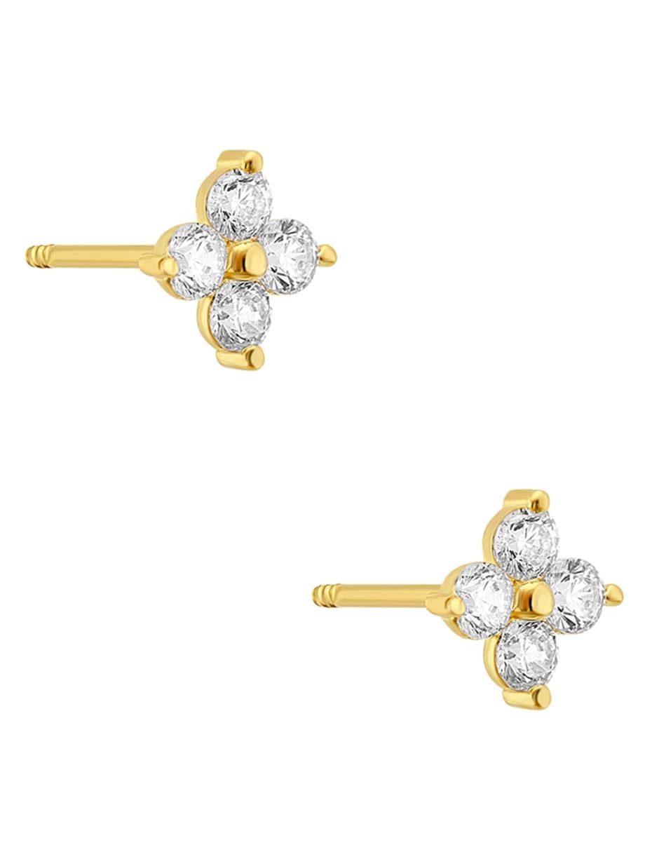 Broqueles Sabelli de oro amarillo 14 k con acabado pulido zirconia