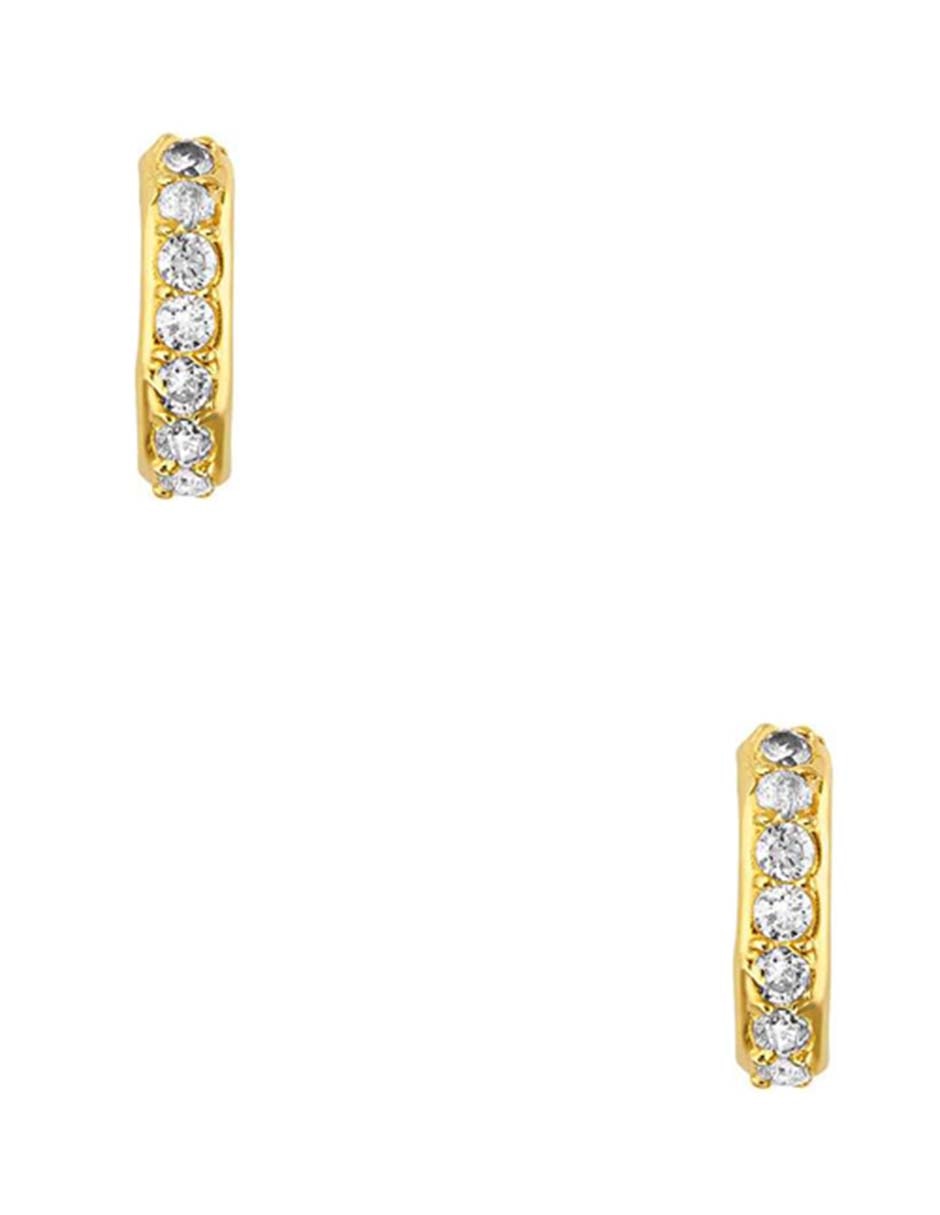 Broqueles Sabelli de oro amarillo 14 k con acabado pulido zirconia