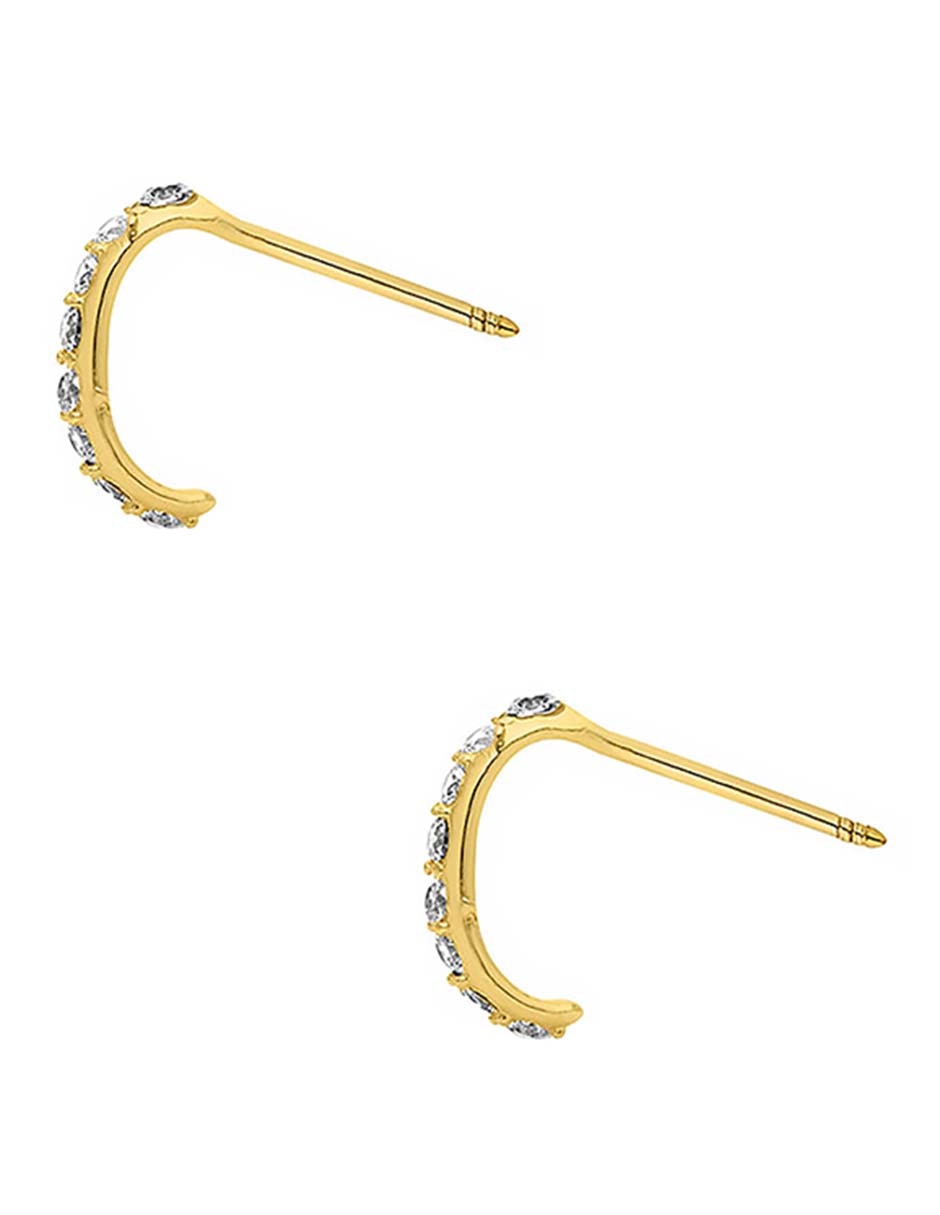 Broqueles Sabelli de oro amarillo 14 k con acabado pulido zirconia