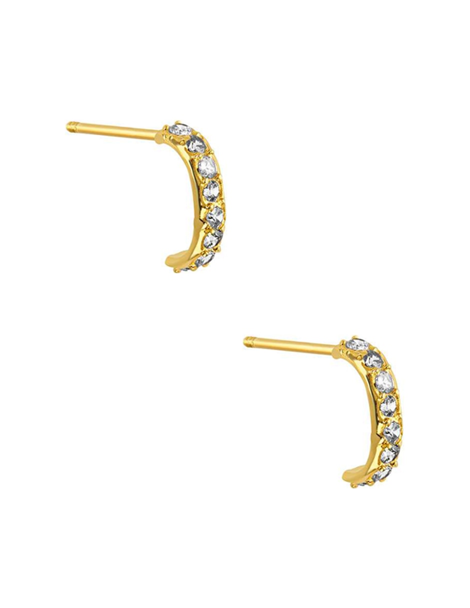 Broqueles de oro amarillo 14 k con acabado pulido zirconia