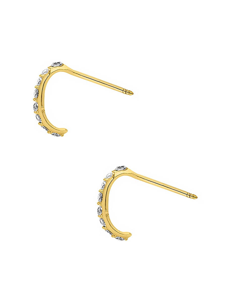 Broqueles Sabelli de oro amarillo 14 k con acabado pulido zirconia
