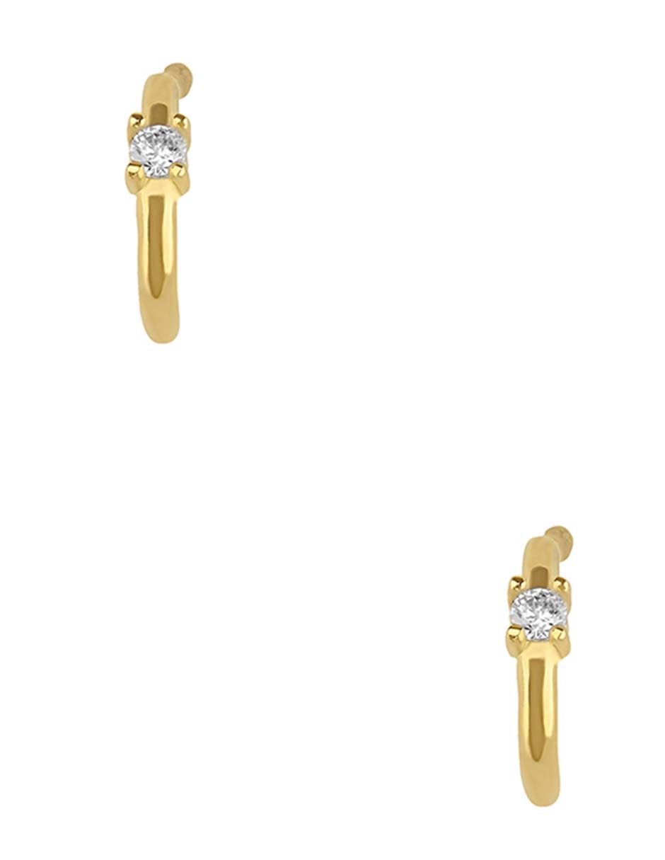 Broqueles Sabelli de oro amarillo 14 k con acabado pulido zirconia