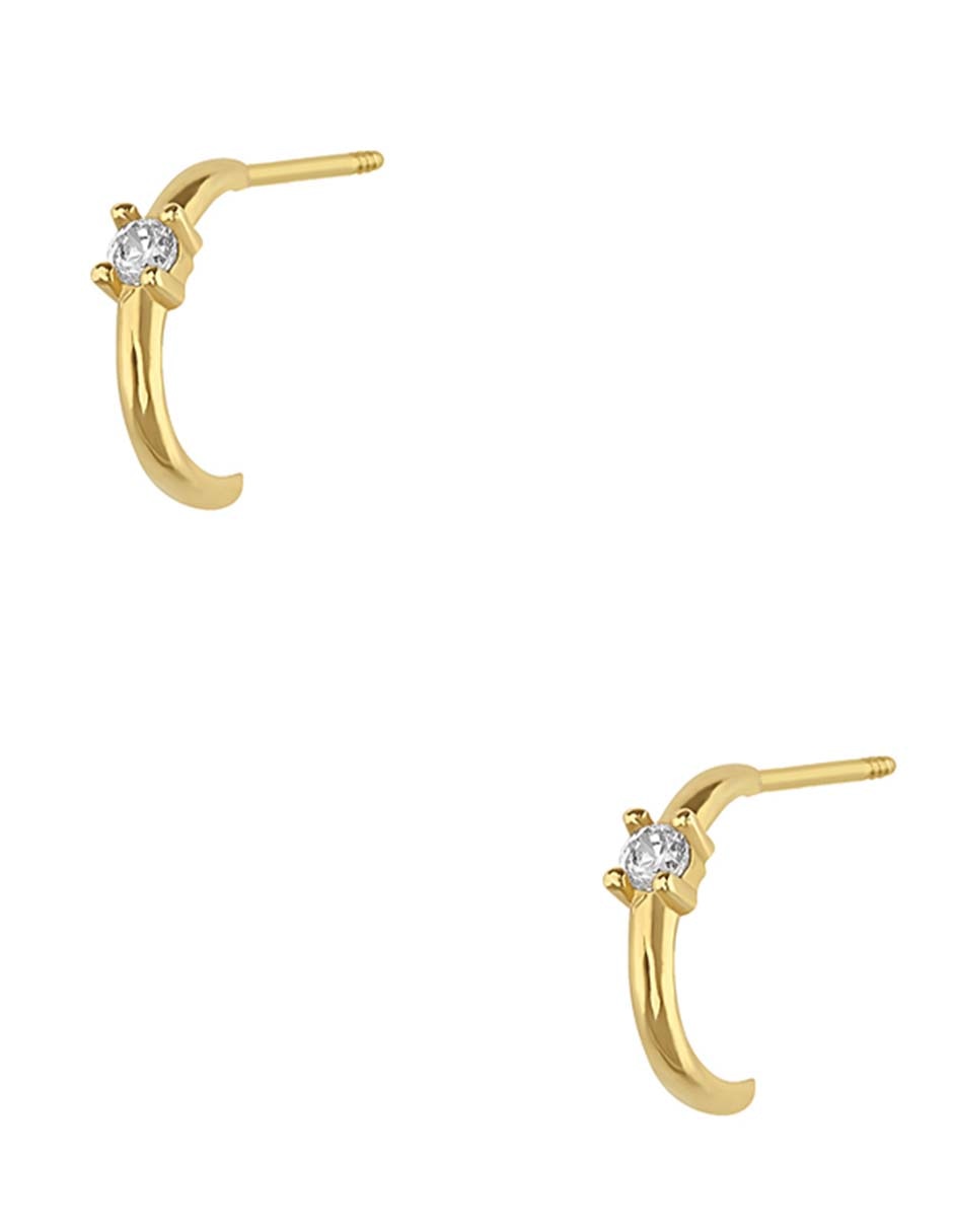 Broqueles Sabelli de oro amarillo 14 k con acabado pulido zirconia