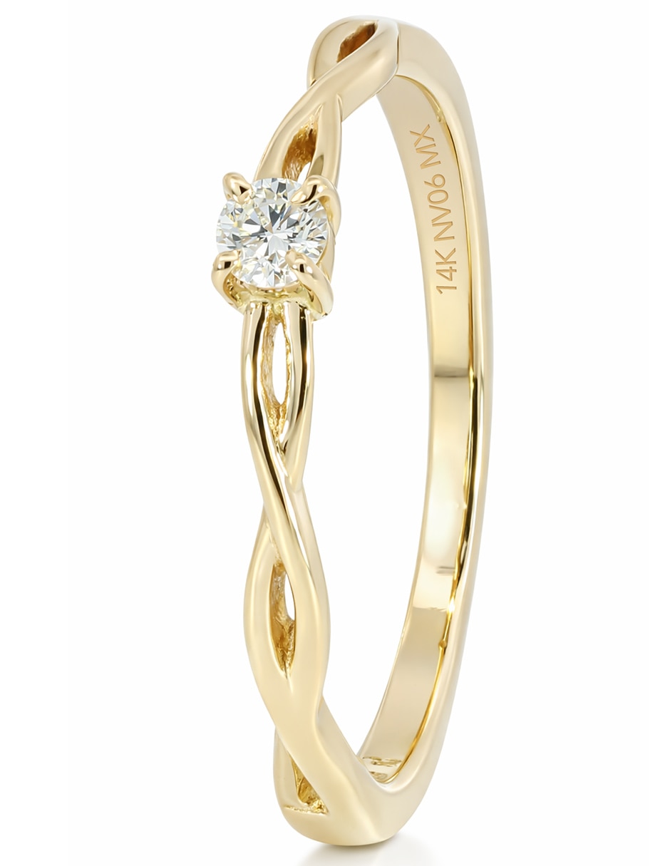 Anillo valessa de oro amarillo 14 k diamante brillante