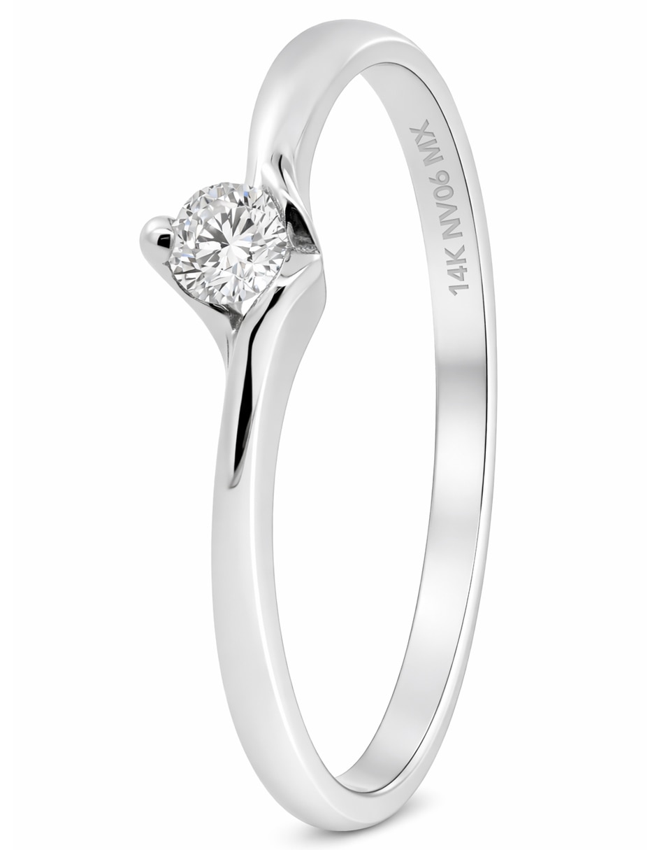 Anillo Valessa 14 K de oro blanco diamante brillante