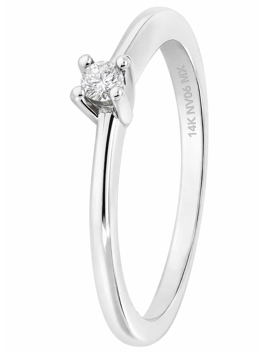 Solitario de oro blanco 14 k valessa diamante