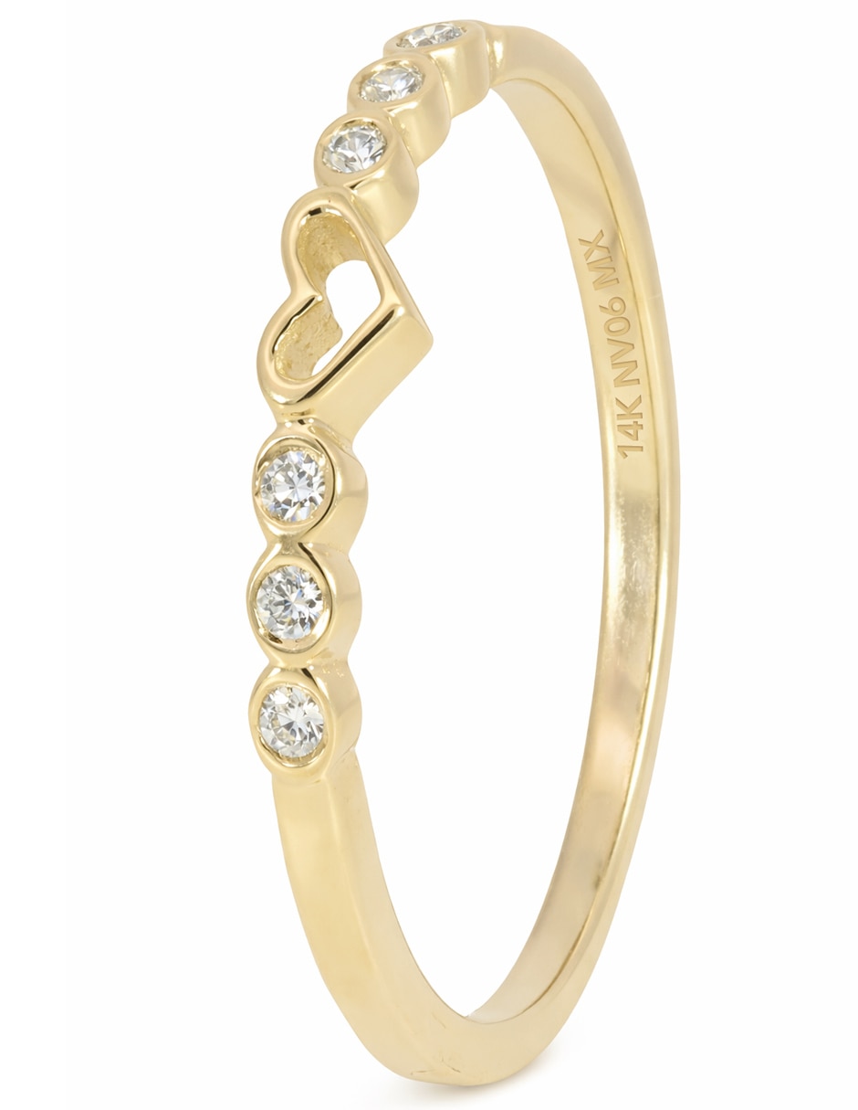 Anillo de corazón 14 K de oro amarillo diamante 4
